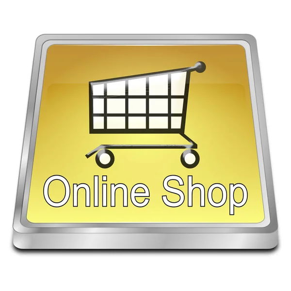 Golden Online Shop Button Illustration — Stock Photo, Image