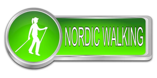 Green Nordic Walking Button Illustration — Stock Photo, Image