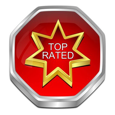 kırmızı Üst Dereceli Düğme - 3B illüstrasyon