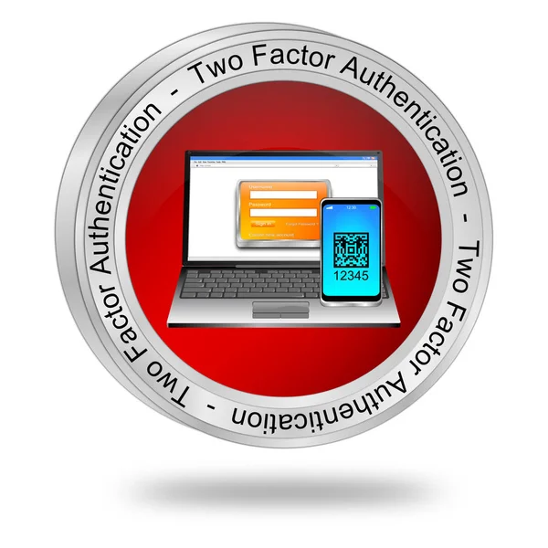 Red Two Factor Authentication Button Illustratie — Stockfoto