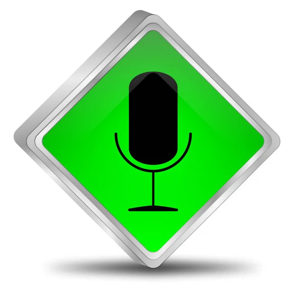 Zöld Gomb Mikrofonnal Illusztráció — Stock Fotó