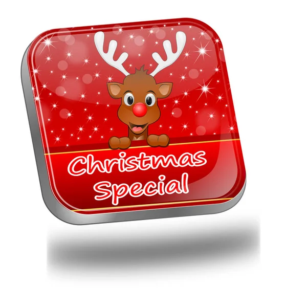 Decorative Glossy Red Christmas Special Button Illustration — Stock Photo, Image