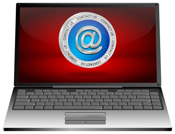 Laptop Blue Contact Button Red Desktop Illustration — Stock Photo, Image