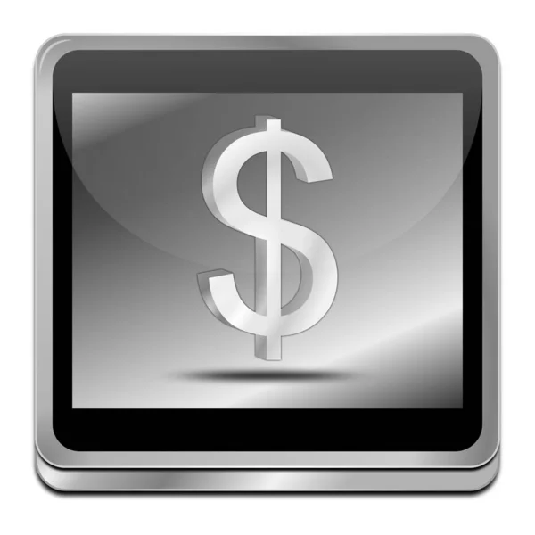 Glossy Silver Button Dollar Sign Illustration — Stock Photo, Image