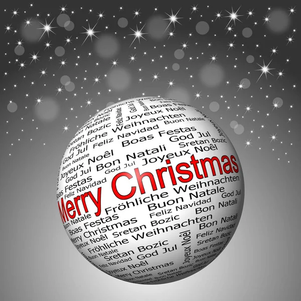 Veselé Vánoce Wordcloud Lesklém Stříbrném Pozadí Ilustrace — Stock fotografie