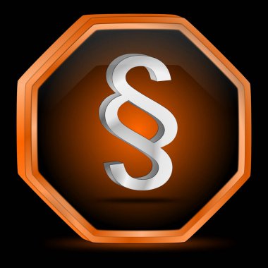 Parlak Turuncu Kanun paragraf düğmesi - 3D illüstrasyon