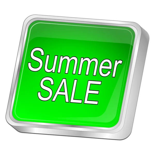 glossy green Summer Sale Button - 3D illustration