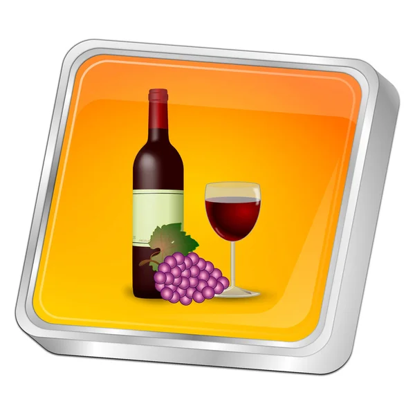 Orange Button Red Wine Bottle Glass Wine Grapes Illustration — Stock Photo, Image