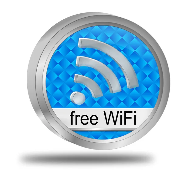 Decorative Blue Free Wireless Wifi Button Illustration — Stock Photo, Image