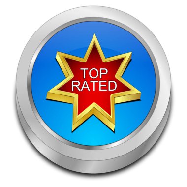 mavi Üst Dereceli Düğme - 3B illüstrasyon