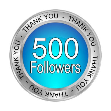 Parlak mavi 500 takipçi Teşekkürler - 3D illüstrasyon