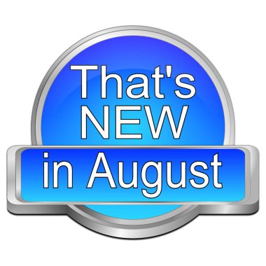 Mavi. August Button 'da yenidir. 3 boyutlu illüstrasyon.