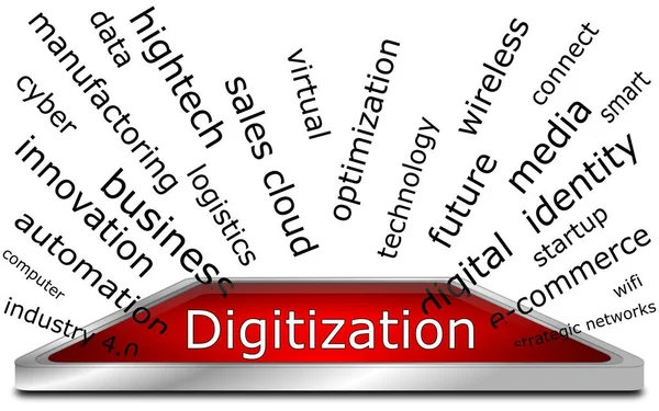 Red Digitization Wordcloud Illusztráció — Stock Fotó