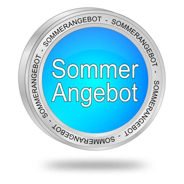 Glossy Blue Summer Offer Button German Illustration — Stock Photo, Image