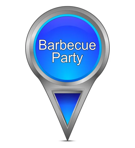 Glanzend Blauw Kaartwijzer Met Barbecue Party Illustratie — Stockfoto
