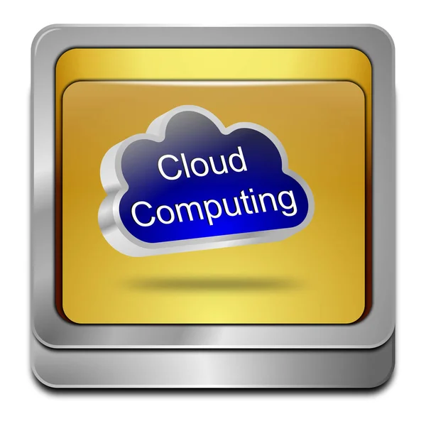 Golden Blue Cloud Computing Button Illustration — стоковое фото