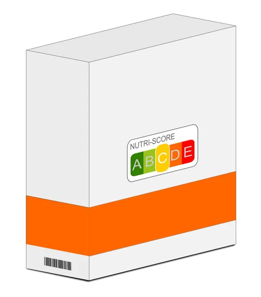 Bir Karton Turuncu Üzerinde Nutri Puan Etiketi Renkli Beslenme Etiketi — Stok fotoğraf