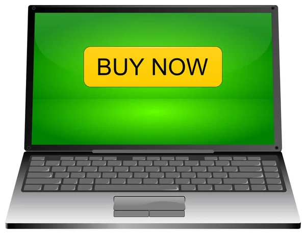 Laptop Computer Yellow Buy Now Button Illustration — Stock Photo, Image