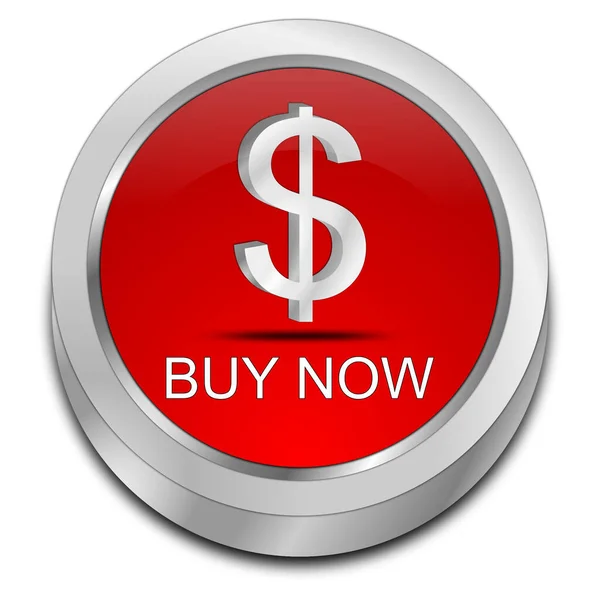 red Buy now Button with Dollar symbol - 3D illustration