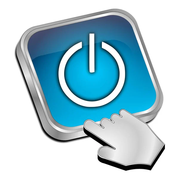 Blauwe Power Button Met Cursor Illustratie — Stockfoto