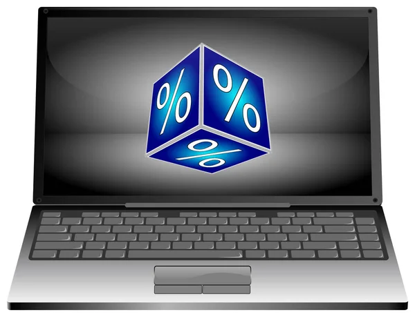 Laptop Discount Button Silver Desktop Illustration — Stock Photo, Image