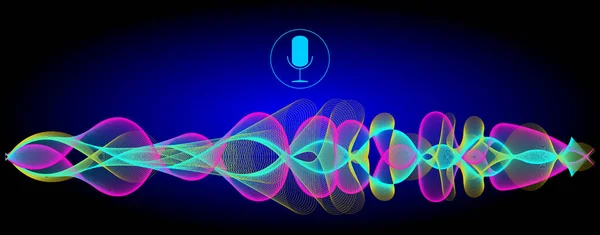 Voice Recognition Microphone Sound Waves Illustration — Stock Photo, Image