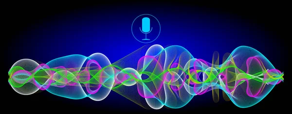 Voice Recognition Microphone Multi Coloured Sound Waves Illustration — Stock Photo, Image