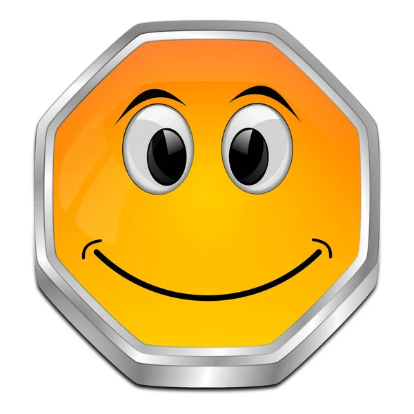 orange Button with smiling face - 3D illustration