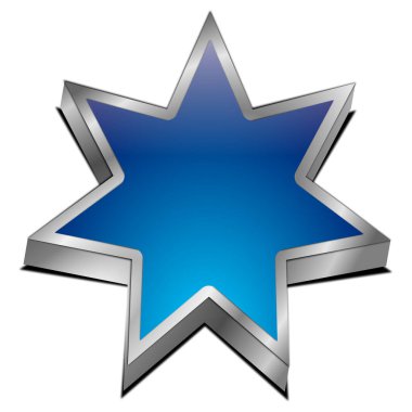 mavi boş Yıldız Düğmesi - 3B illüstrasyon