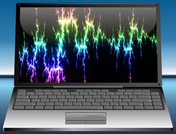 Laptop Con Decorativo Colorato Desktop Astratto Illustrazione — Foto Stock