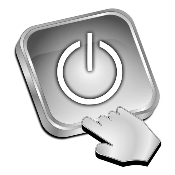 Silver Power Button Cursor Illustration — Stock Photo, Image