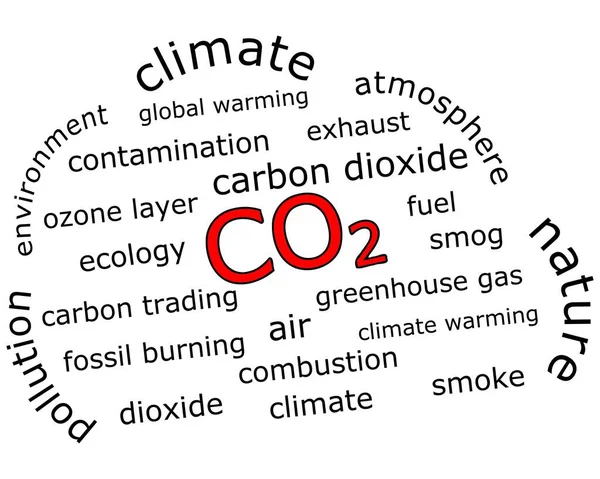 Emissioni Co2 Wordcloud Illustrazione Dell Anidride Carbonica — Foto Stock