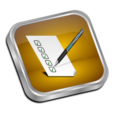 turuncu düğme kontrol listesi - 3B illüstrasyon