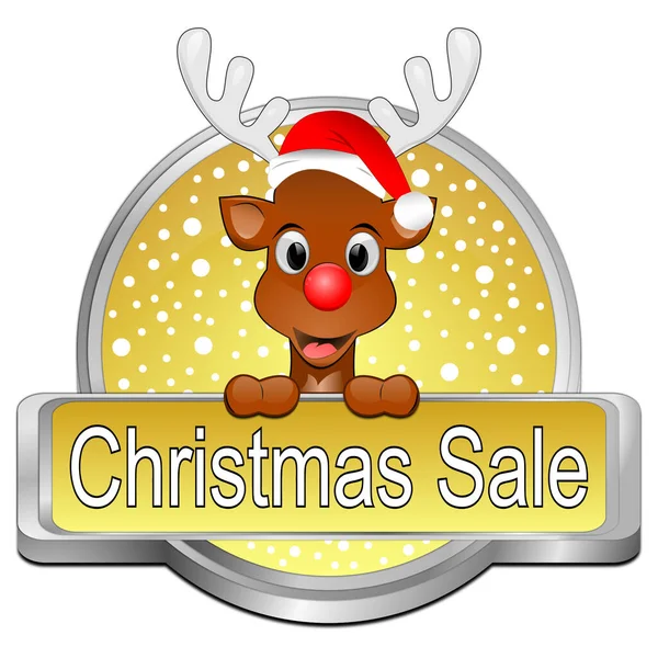 Golden Christmas Sale Button Illustration — Stock Photo, Image