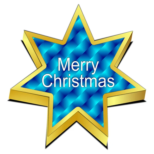 Dekorativní Modrá Star Tlačítko Veselé Vánoce Ilustrace — Stock fotografie