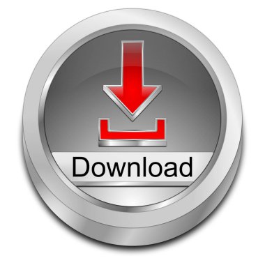 İndirme düğmesi gümüş kırmızısı - 3D illüstrasyon