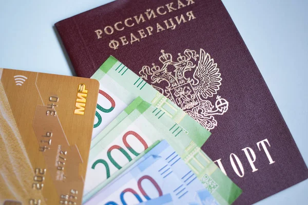 Moscú Rusia 2018 Pasaporte Ruso Russian Currency Including New 2000 — Foto de Stock