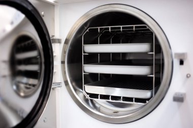 Fryazino, Rusya - 06 11 2018: tıbbi cihaz sterilizasyon için tıbbi cihaz. temizlik, sağlık klinikleri ve kaliteli hizmet