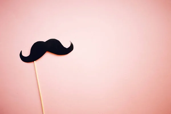 Papel Bigote Sobre Fondo Rosa Conciencia Del Cáncer Próstata Hombres —  Fotos de Stock