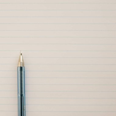 Kalem ve office pad top, defter temizleyin, yakın çekim, alanı Kopyala