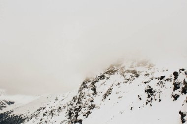 Kış sisin içinde alpeb dağların güzel bulutlu görünüm