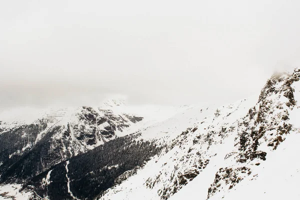 Красивый Облачный Вид Альпебские Горы Зимнем Тумане — стоковое фото