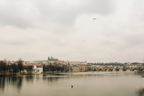 Prague Çek Cumhuriyeti 2013 Mimarlık Binalar Dönüm Noktası Görünüm Vltava — Stok fotoğraf