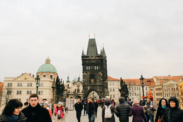 Prague Çek Cumhuriyeti 2013 Mimarlık Binalar Dönüm Noktası Charles Köprüsü — Stok fotoğraf