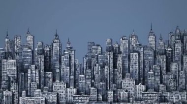 El yapımı şehir manzarası, şehir manzarası. Şehir arka planı mimari, gökdelenler, megapolis, binalar, şehir merkezi.