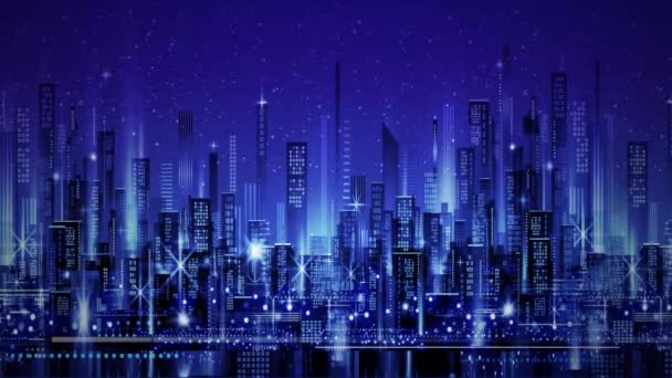 Animación Urbana Skyline Paisaje Urbano Fondo Ciudad Con Arquitectura Rascacielos — Vídeos de Stock