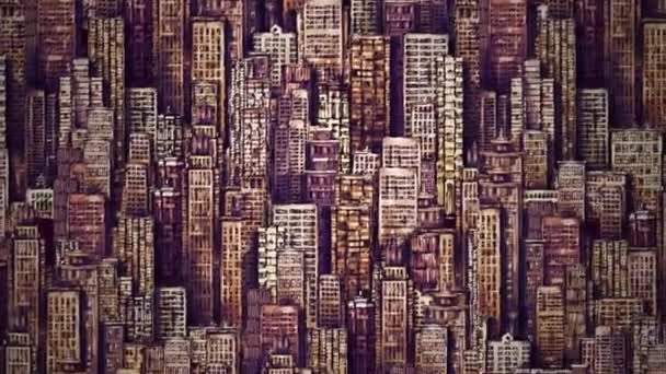 Animation Hand Drawn Urban Scene Cityscape City Background Architecture Skyscrapers — Stock Video