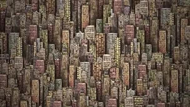 Animation Hand Drawn Urban Scene Cityscape City Background Architecture Skyscrapers — Stock Video