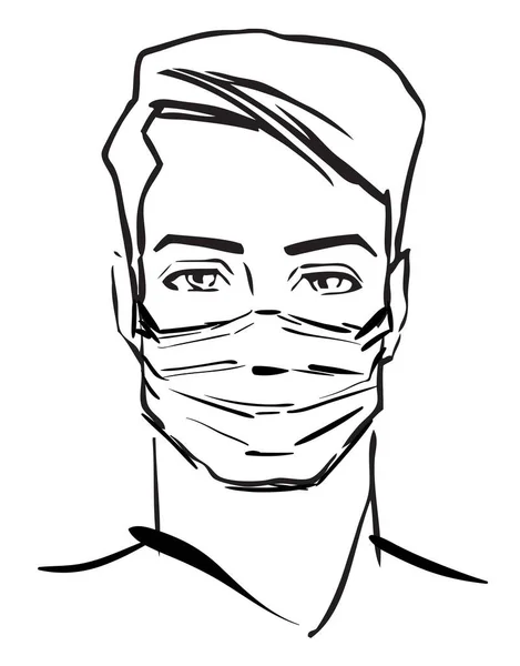 Hombre Con Máscara Protección Facial Médica Covid Nuevo Coronavirus Hombre — Vector de stock