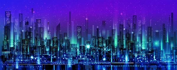 Urbano Vector Paisaje Urbano Por Noche Siluetas Ciudad Skyline Fondo — Archivo Imágenes Vectoriales